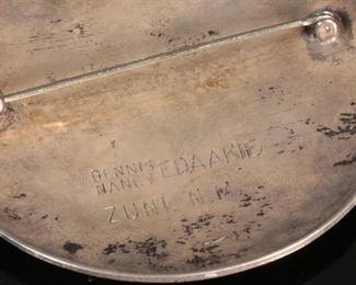 Zuni Dennis & Nancy Edaakie Multi Ston Inlay Blue Jay Brooch Pendant pin Native American	58mm Diameter  24in Long	
