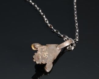 Navajo Leo Lee Yazzie Silver & Turquoise Pendant Necklace	49x26mm 18in Long	
