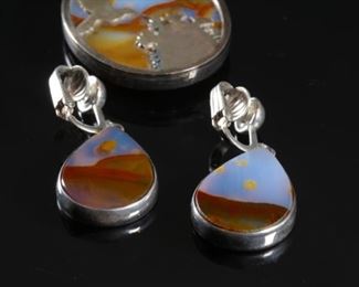 Set Sterling Silver & Stone Hummingbird Silhouette pendant	Pendant: 49x31mm 18in Long	
