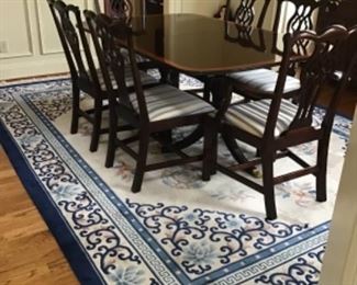 Stickley Dining Table & 6 Chairs, 2 leaves and complete pad set.