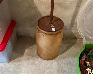 Salt glazed crock churn