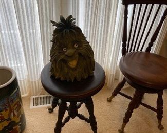 Piano stool (has damage) and piano stool chair