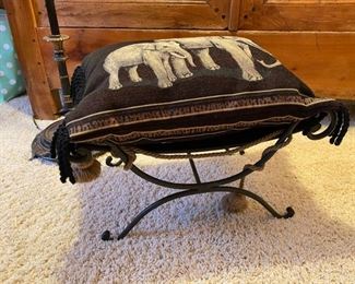 3B - Tole small stool with Elephant pillow $32