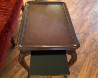 15- $150 - Coffee table with curved apron and cabriole legs, 2 side pulls 30”L x 20”D x 26 ½”H		