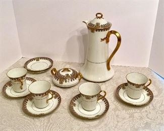 38- $60 Limoges coffee set with 4 cup & saucers + sugar 		