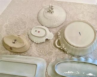 44- $60 pieces of porcelain including compote German old Dresden mark? 