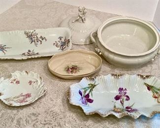 44- $60 pieces of porcelain including compote German old Dresden mark? 