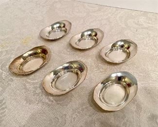 56- $75 Set of 6 nut dishes Sterling 3.62 ounces 			
