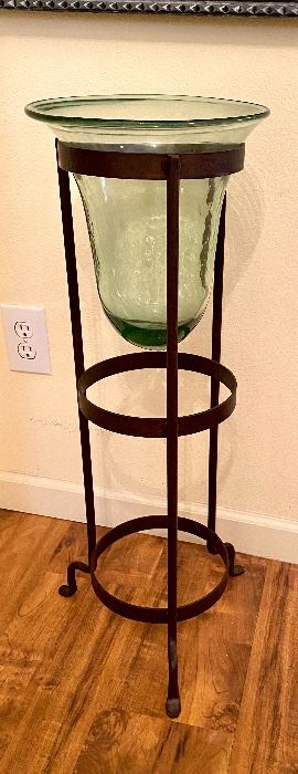 69-$34 Iron & glass candle or flower stand 11”W x 30”T 		