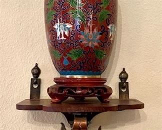 76- $80 Pair of Cloisonne vases with sconces 			