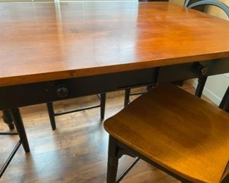 #85 - $175 Kitchen table with 3 chairs + 1 bonus not matching 3’ x 54” + 1 leave 18”	- 2 side by side drawers on each side. 							