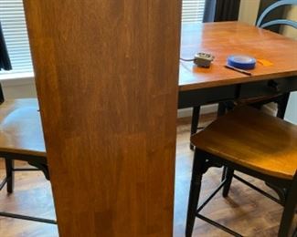#85 - $175 Kitchen table with 3 chairs + 1 bonus not matching 3’ x 54” + 1 leave 18”	- 2 side by side drawers on each side. 							