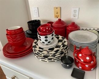 #92 lot of red / black China + canisters $50
