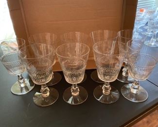 #97 - $90 set of 9 crystal glasses + 2 bonus need grinding on edges 