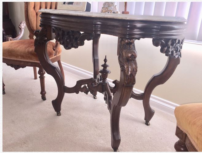 MARBLE TOP PARLOR TABLE