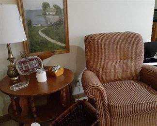 Vintage round maple table and decor