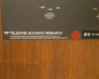 Detail, Teledyne Acoustic Research AR8 tower speakers