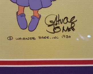 Detail of signature, Production animation cel, Yosemite Sam