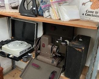 Vintage film and slide projectors.