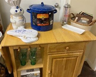 Rolling kitchen cart. "talking" Pillsbury cookie jar.