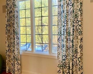 15. Custom Blue Green Curtains w/ Snake Pattern 2 Panels (10'4")