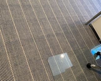 2. Prestige Mills Blue and White Herringbone Wool Rug (15' x 20')