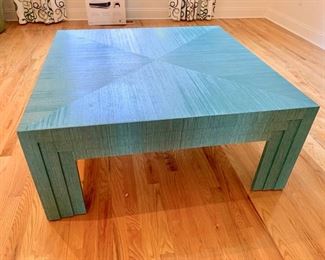 11. Creative Metal & Wood Cocktail Table in Turquoise (42" x 42" x 18")