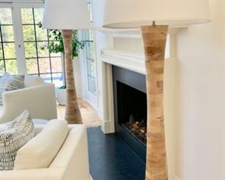 30. Pair of Butcher Block Floor Lamps (74") 