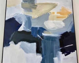 38. Contemporary Blue & Gold Acrylic Painting by Mary Beth Ihnken (49" x 61")