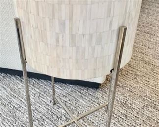 27.  Regina Andrew Bone Drum Table on Polished Nickel Base (14" x 25.5")