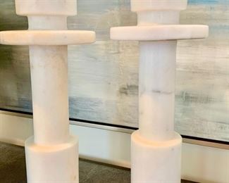 42. Pair of Marble Candlesticks (16")