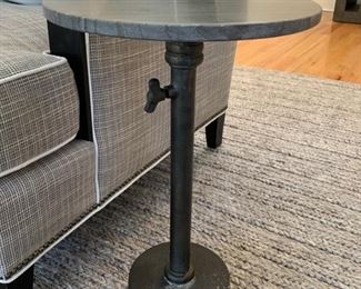 129. Small Stone Top Accent Table on Metal Base (12" x 24")