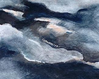 39. Contemporary Blue & Gray Stormy Ocean Artwork by Cynthia J. Hughes