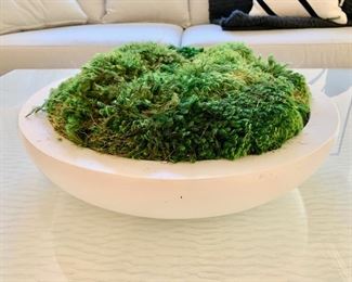 57. White Bowl w/ Moss (17")