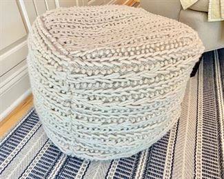 64. Cream Knit Ottoman 
