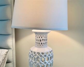84. Pair of White Cut Out Lamps (29")