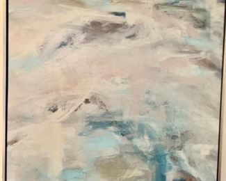 80. Contemporary Blue & Gray Muted Painting by Mary Beth Ihnken (50" x 50")