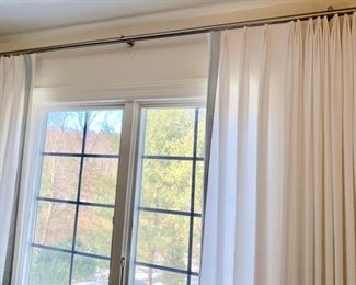 82. Custom Linen Drapes w/ Gray Border (87")                      83. Modern Curtain Rod