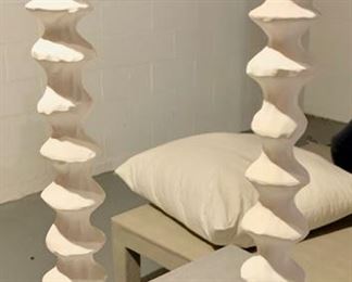 115. Pair of White Pillar Lamps (35")