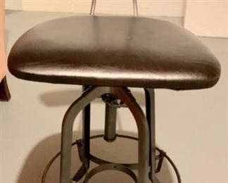 108. Set of 3 Black Leather Swivel Stools w/ Adjustable Height 