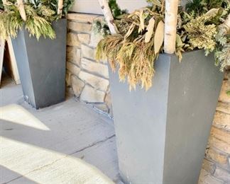 128. Pair of Gray Outdoor Planter (19" x 19" x 40")