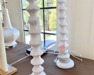 115. Pair of White Pillar Lamps (35")