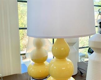 90. Pair of Yellow Ceramic Lamps (30")