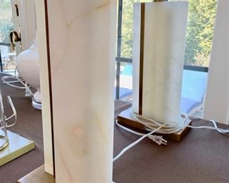 101. Pair of Contemporary Marble & Brass Lamps (27")