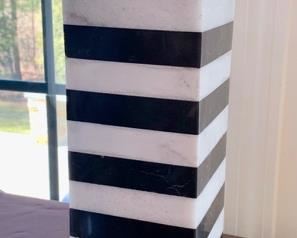 119.  Regina Andrews Black & White Square Marble Lamps (28")