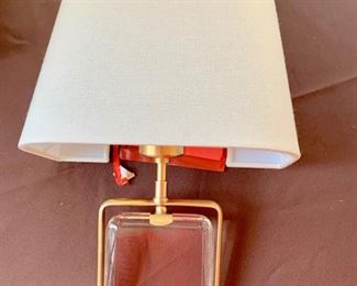 154. Visual Comfort Brass & Crystal Jewel Wall Sconce (10" x 15.5" x 5")