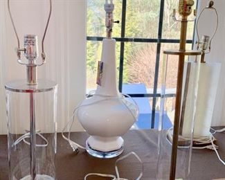 120. Pair of White Ceramic Pear-Shaped Lamps (25") 