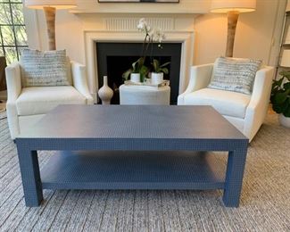 141. Made Goods Coffee Table w/ Blue Woven Finish (30" x 52" x 18")