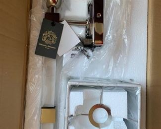 150c. Regina Andrews Polished Nickel & Crystal Sconce (6" x 23" x 8") Quantity 3