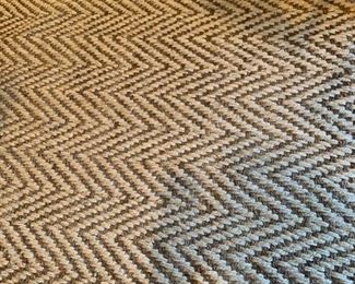 2. Prestige Mills Blue and White Herringbone Wool Rug (15' x 20')